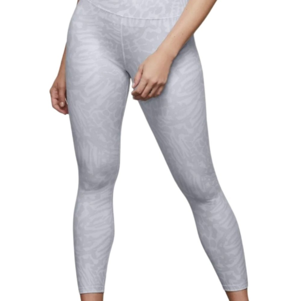 GOOD AMERICAN | Icy Snow Leopard Foil Crop Athletic Yoga Leggings (Size S / 2) - Picture 2 of 8